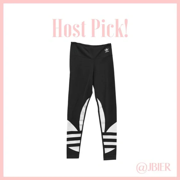 Adidas Black Logo Leggings - Picture 1 of 10